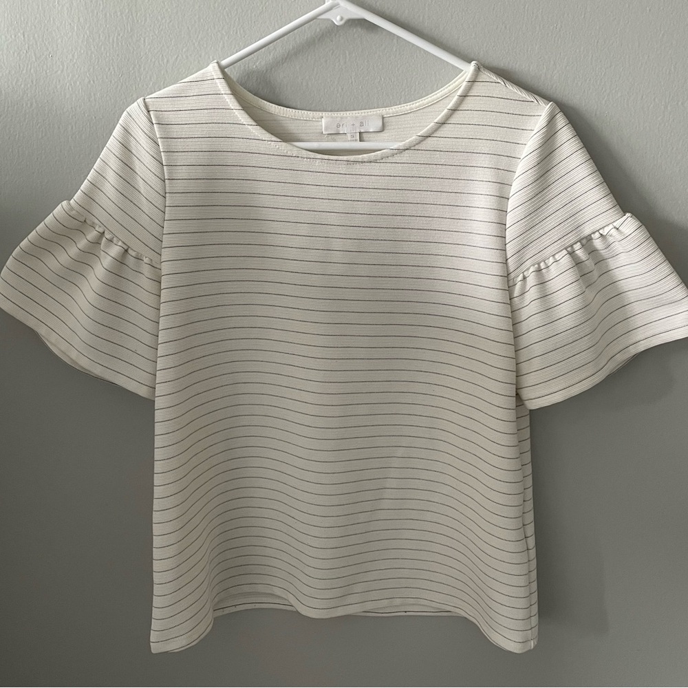 Anthropologie Cream Striped Blouse